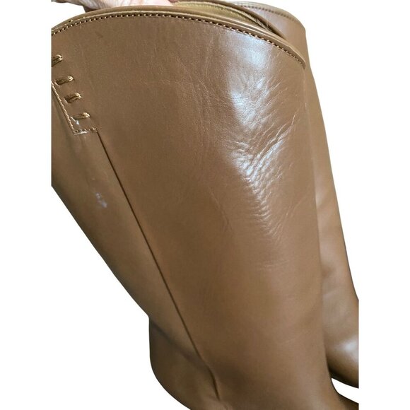 Lucchese Clarissa Western Dress Boot Sz 6.5 Tan Leather Pointed Toe Mid Length - Picture 12 of 16